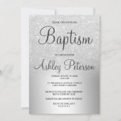 Invitation Baptême en feuille métallique ombrée à paillettes  (Devant)