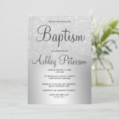 Invitation Baptême en feuille métallique ombrée à paillettes  (Debout devant)