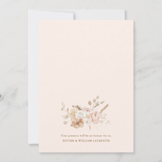 Invitation Baptême en herbe de Pampas neutres de Bohême Chris (Dos)