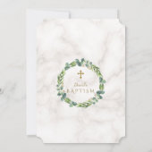 Invitation Baptême en marbre des Feuilles de la couronne d'Eu (Dos)