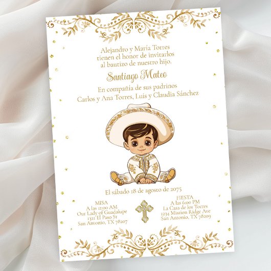 Invitation Baptême espagnol Charro pour garçon