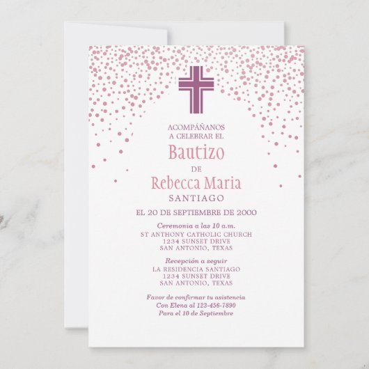 Invitation Baptême espagnol des filles (Devant)