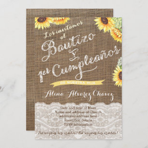 Invitation Baptême espagnol et premier anniversaire pour lati