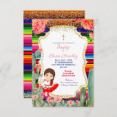 Invitation Baptême espagnol floral de baptême de fille de (Devant / Derrière)