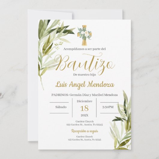 Invitation Baptême espagnol garçon (Devant)