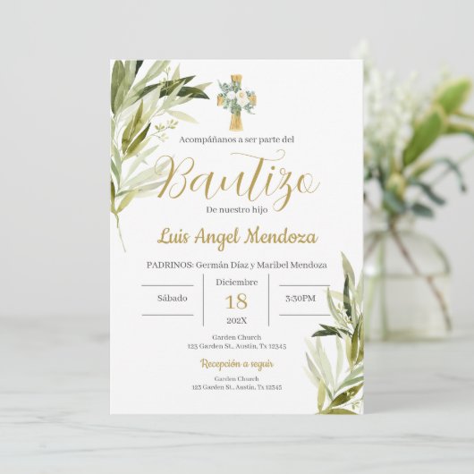 Invitation Baptême espagnol garçon (Debout devant)