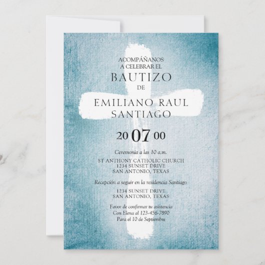 Invitation Baptême espagnol moderne (Devant)