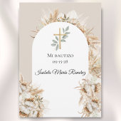 Invitation baptême espagnol moderne pampa herbe bautizo
