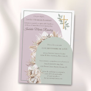 Invitation baptême espagnol moderne pampa herbe bautizo