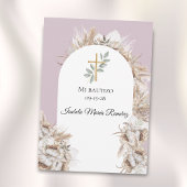 Invitation baptême espagnol moderne pampa herbe bautizo