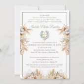 Invitation Baptême espagnol premier anniversaire pampa herbe (Devant)