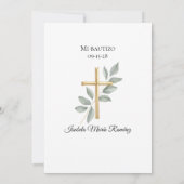 Invitation Baptême espagnol premier anniversaire pampa herbe (Dos)