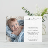 Invitation Baptême espagnol simple | Calligraphie Bautizo Pho (Debout devant)