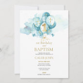 Invitation Baptême et 1er anniversaire Ballons Bleus Invitati (Devant)