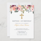 Invitation Baptême et 1er anniversaire de couleur d'aquarelle (Devant)