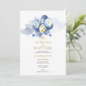 Invitation Baptême et 2ème anniversaire Marine et Gold Invita (Debout devant)