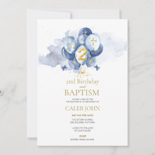 Invitation Baptême et 2ème anniversaire Marine et Gold Invita