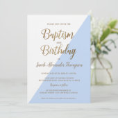 Invitation Baptême et Anniversaire Blue Gold personnalisé (Debout devant)