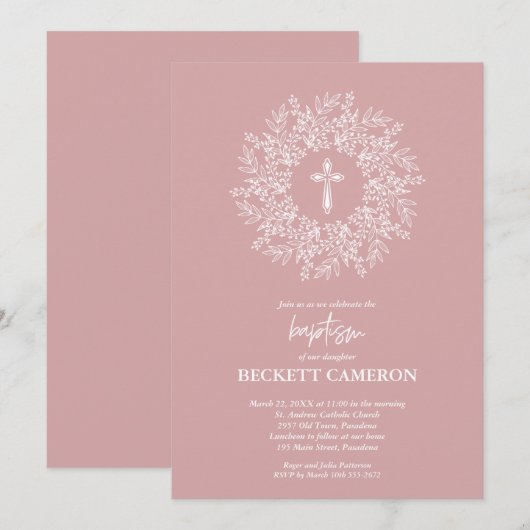 Invitation Baptême et baptême religieux moderne (Devant / Derrière)