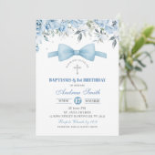 Invitation Baptême et premier anniversaire de Blue Boy (Debout devant)