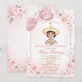 Invitation Baptême et premier anniversaire de la fille Charra (Devant / Derrière)