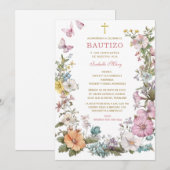 Invitation Baptême et premier anniversaire de notre fille (Devant / Derrière)