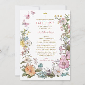 Invitation Baptême et premier anniversaire de notre fille