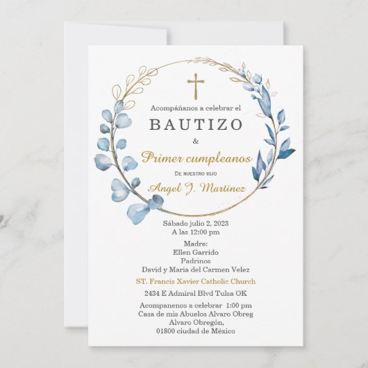 Invitation Baptême et Premier Anniversaire Garçon (Devant)