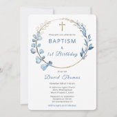 Invitation Baptême et premier anniversaire garçon (Devant)