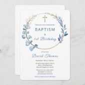 Invitation Baptême et premier garçon d'anniversaire (Devant / Derrière)