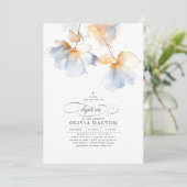 Invitation Baptême Ethérée Dusty Bleu et Or (Debout devant)