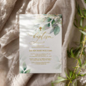 Invitation Baptême Eucalyptus Vert & Or