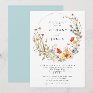 Invitation Baptême Fantaisiste du Couple aux Fleurs Sauvages