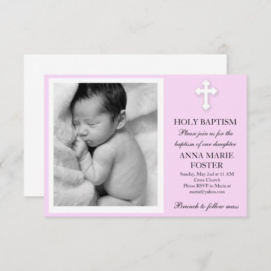 Invitation Baptême fille (Devant / Derrière)