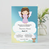 Invitation Baptême fille ange (Debout devant)