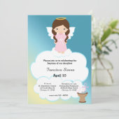 Invitation Baptême fille ange (Debout devant)