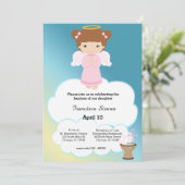 Invitation Baptême fille ange (Debout devant)