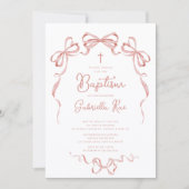 Invitation Baptême Fille Arc-en-Ciel Rose (Devant)