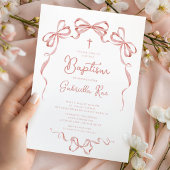 Invitation Baptême Fille Arc-en-Ciel Rose