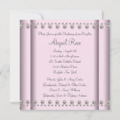 Invitation Baptême Fille Bébé Croix Perle Rose (Dos)