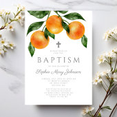 Invitation Baptême Fille Botanique Oranges Élégantes