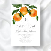 Invitation Baptême Fille Botanique Oranges Élégantes