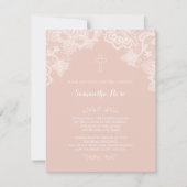 Invitation Baptême Fille Dentelle rose (Devant)