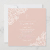 Invitation Baptême Fille Dentelle rose (Devant)