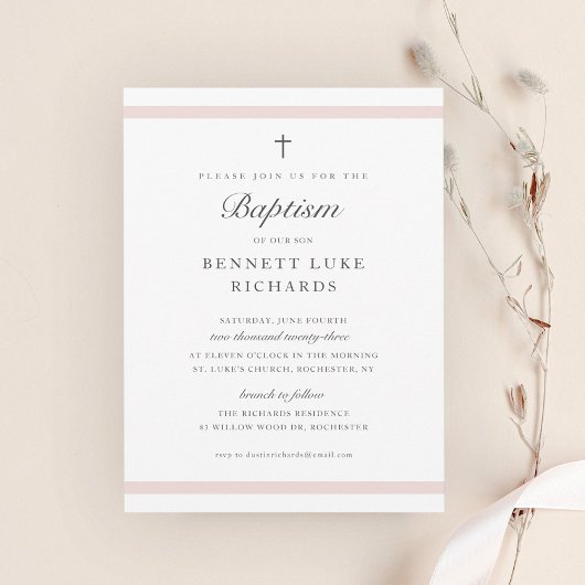 Invitation Baptême Fille Élégance Moderne