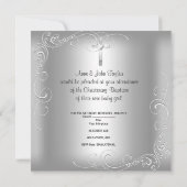 Invitation Baptême Fille Garçon Christ Silver Pearl (Dos)