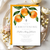 Invitation Baptême Fille Oranges Élégantes