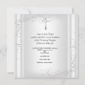 Invitation Baptême Fille ou Garçon Christening Croix Blanc (Dos)