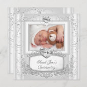 Invitation Baptême Fille ou Garçon Christening Croix Blanche (Devant / Derrière)