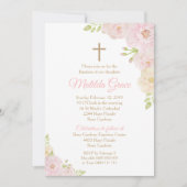 Invitation Baptême Fille Rose Baptême Invitation (Devant)